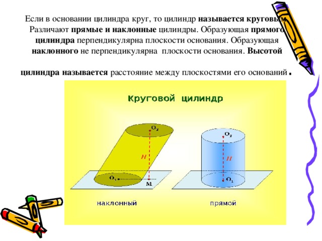 Диаметр оснований прямого