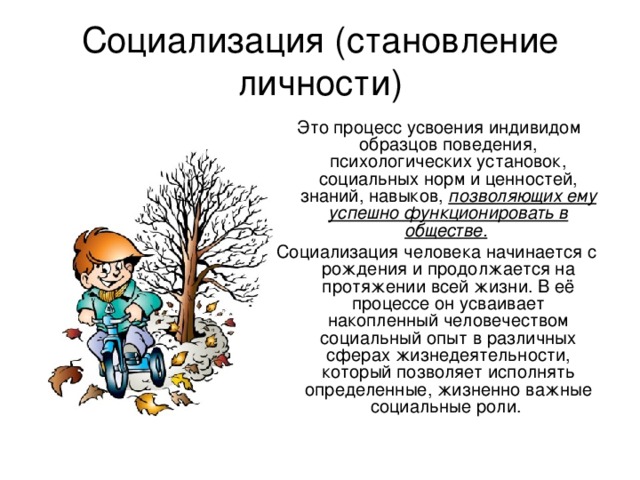 Процесс усвоения индивидом образцов поведения психологических установок