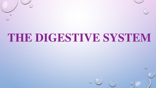 THE DIGESTIVE SYSTEM   