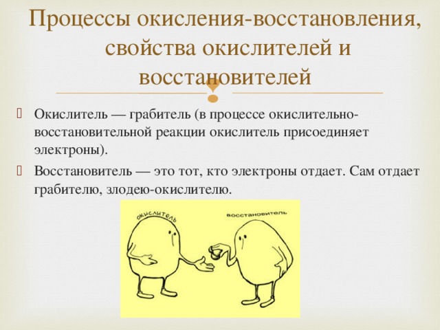 Восстановитель отдает. Восстановитель это тот кто электроны отдает. Окислитель отдаёт электроны. Окислитель грабитель. Окислитель грабитель восстановитель.