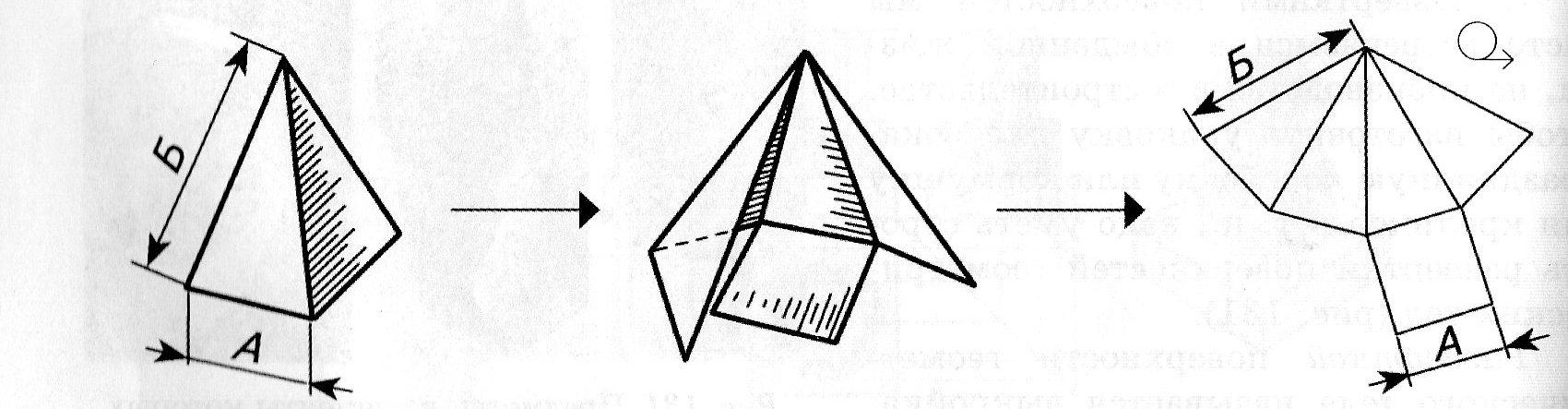 Чертеж развертки поверхности пирамиды
