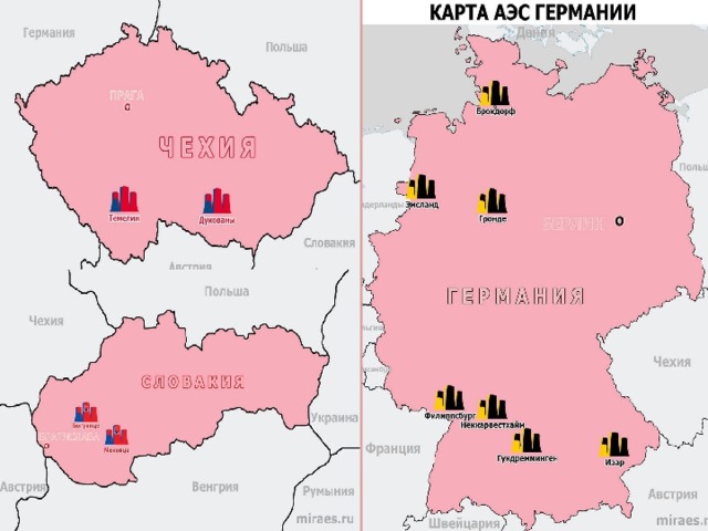Сколько аэс на украине. Карта расположения атомных станций в Германии. Атомные станции Украины на карте. АЭС Германии на карте. АЭС В Европе на карте.