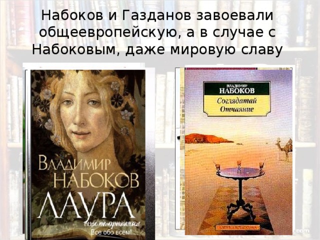 Набоков и Газданов завоевали общеевропейскую, а в случае с Набоковым, даже мировую славу