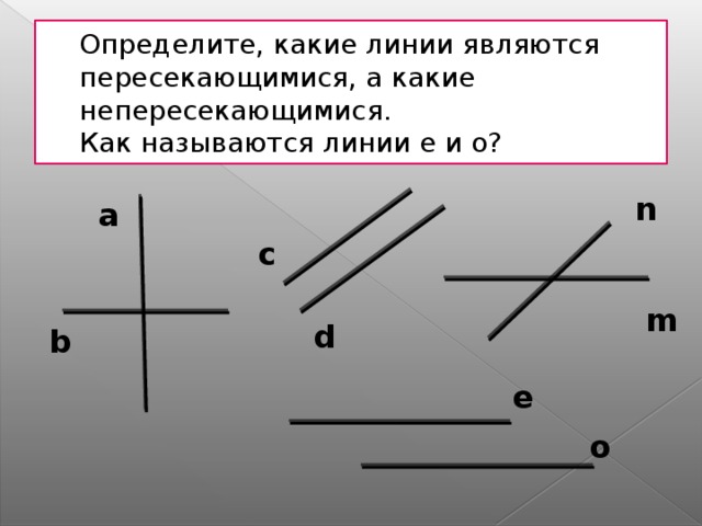 Какие прямые указаны на рисунке. Какие прямые пересекаются. Непересекающиеся линии. Какие линии пересекаются. Как называются пересекающиеся прямые.