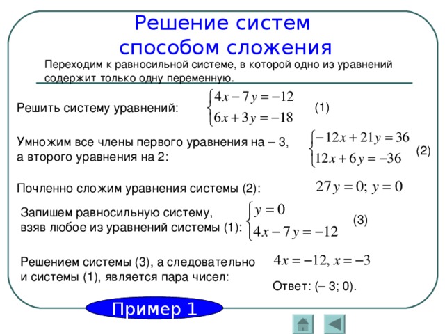 Решить уравнение подстановкой