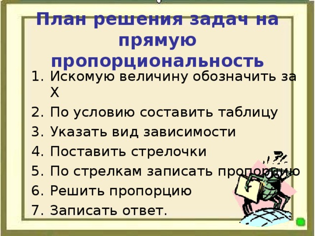 План решения задач