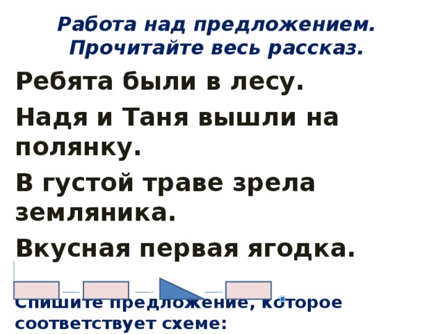 Предложение ребята. Ребята были в лесу Надя и Таня вышли на полянку. Работа над предложением в начальной школе. Ребята были в лесу Надя и Таня. Схема предложения с густой траве краснела земляника.