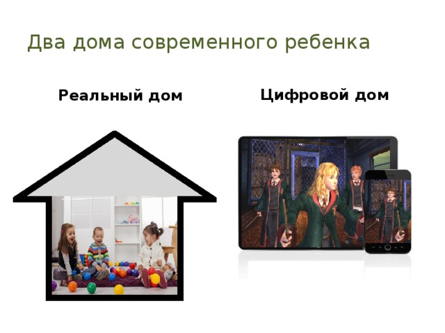 Два дома современного ребенка Реальный дом Цифровой дом