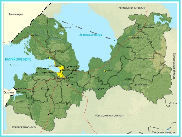 Физическая карта ленинградской области рельеф