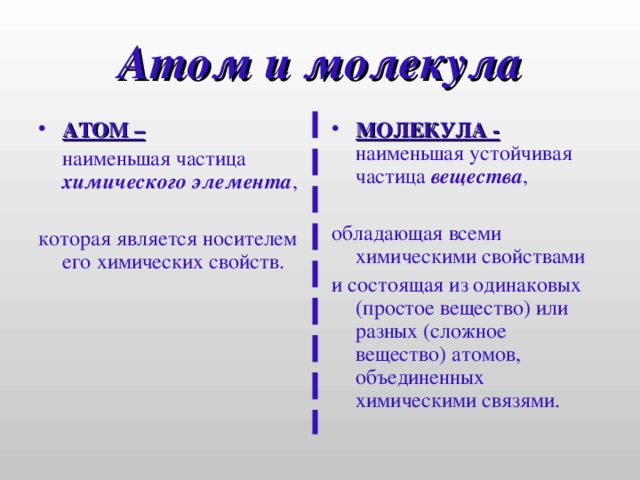 Определения молекула атом пример