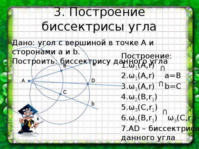 Как нарисовать биссектрису с помощью циркуля