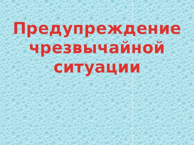 Предупреждение чрезвычайной ситуации 
