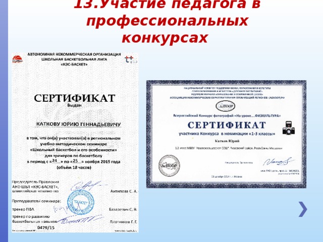 13.Участие педагога в профессиональных конкурсах