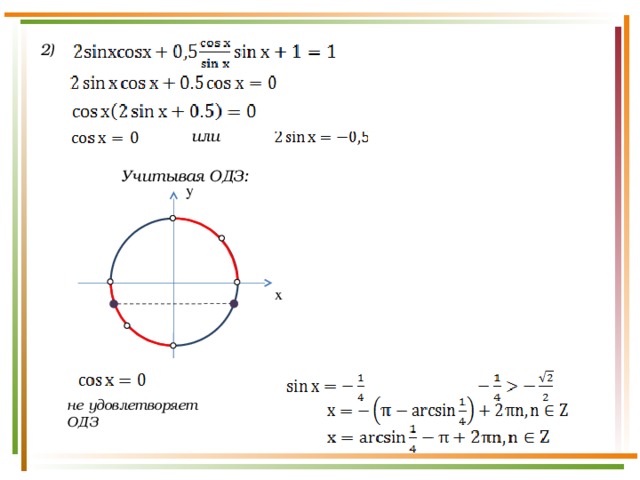 Отбор корней в тригонометрических уравнениях на окружности презентация