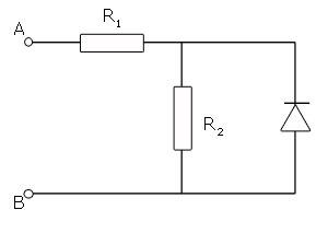 Идеальный диод сопротивление. Схема резистора в цепи диода. В цепи изображенной на рисунке сопротивление диода. Схема включения диода в электрическую цепь постоянного тока. Диод в цепи физика.