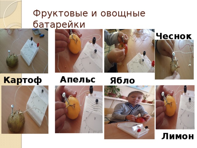Фруктовые и овощные батарейки Чеснок Апельсин Картофель Яблоко Лимон 