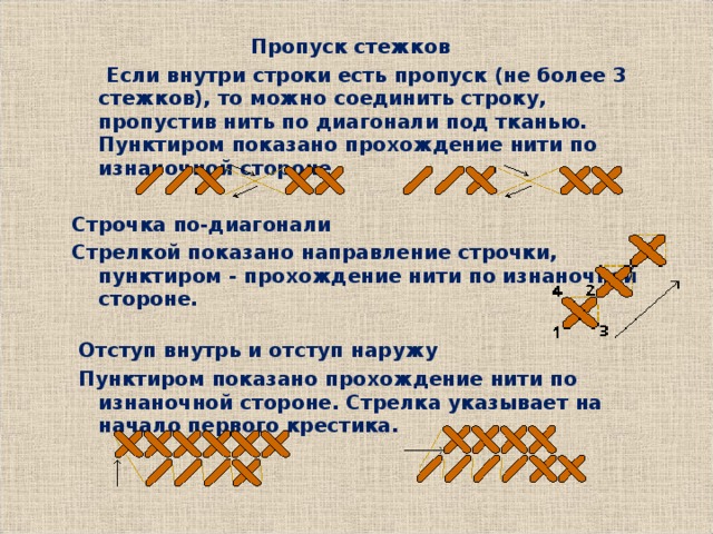 Соединить строки. Пропуск стежков. Способ пропуска стежков. Пропуск стежков в строчке. Причиной пропуска стежков может быть.