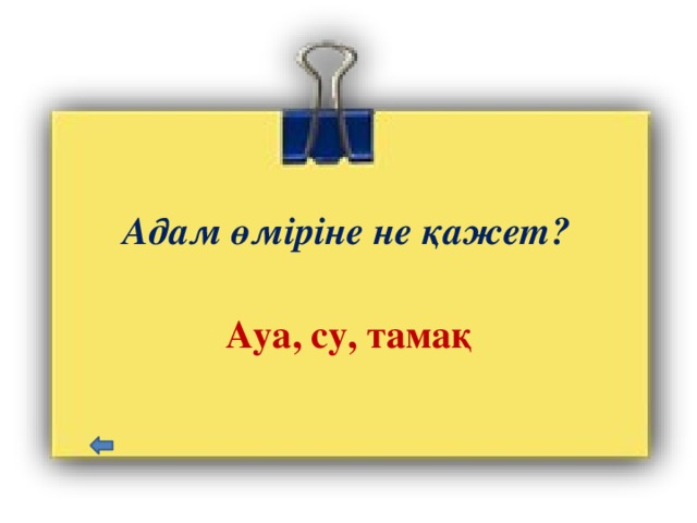 Адам өміріне не қажет? Ауа, су, тамақ   