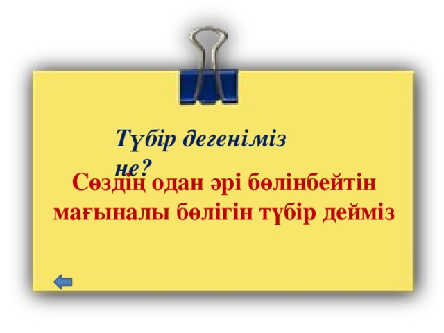 Түбір дегеніміз не? Сөздің одан әрі бөлінбейтін мағыналы бөлігін түбір дейміз   