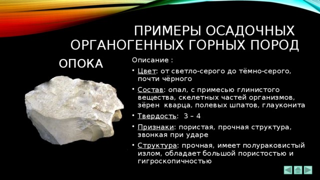 Описание образца горной породы