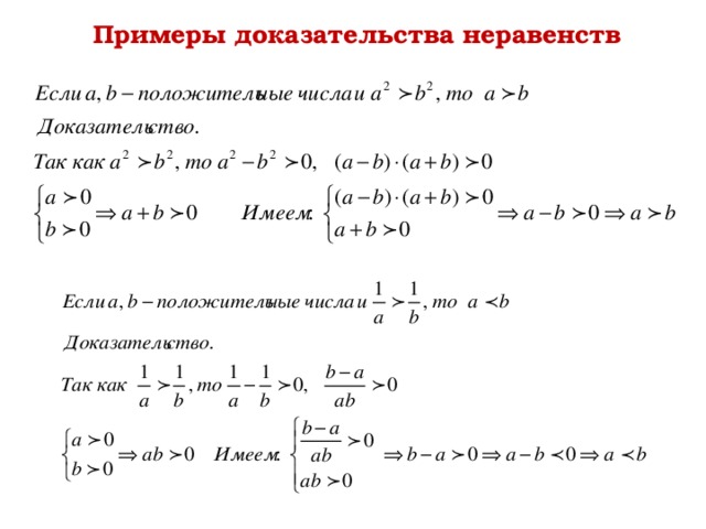 Примеры доказательства неравенств 