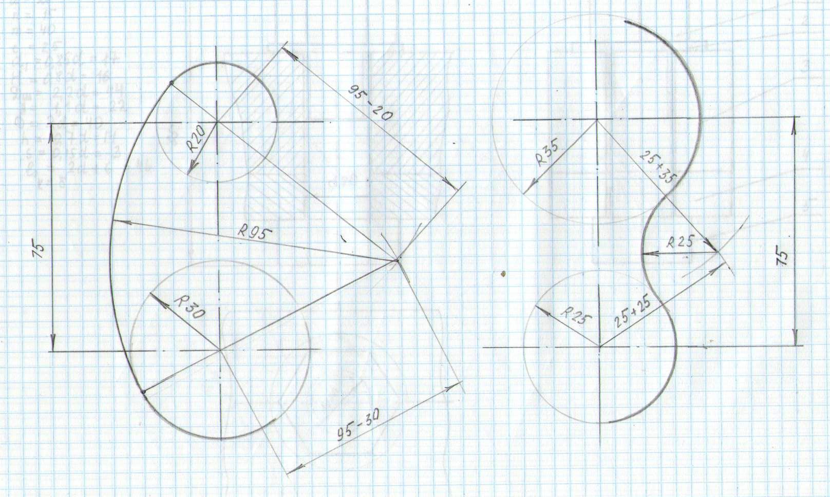 Чертеж сопряжение окружностей