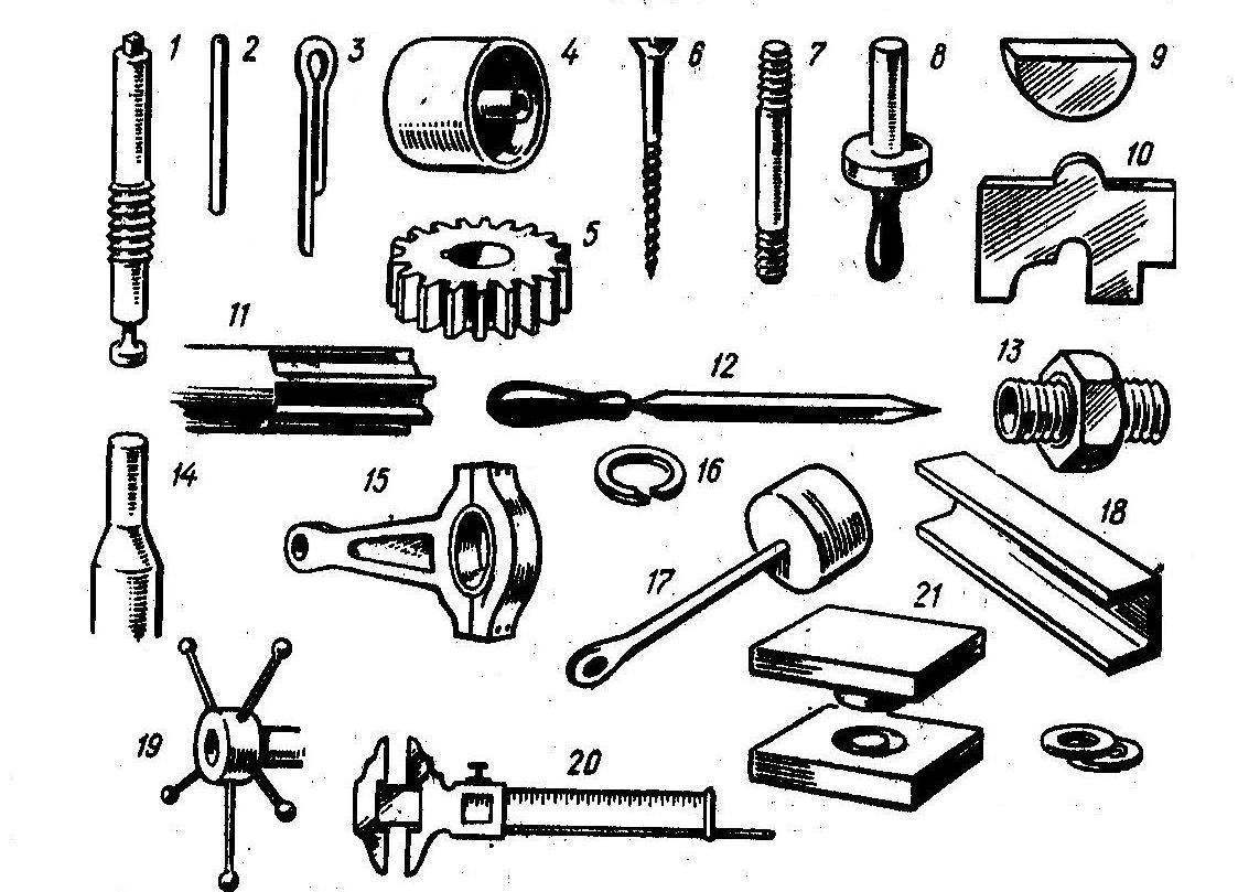 Названия деталей в чертежах общего машиностроения с картинками