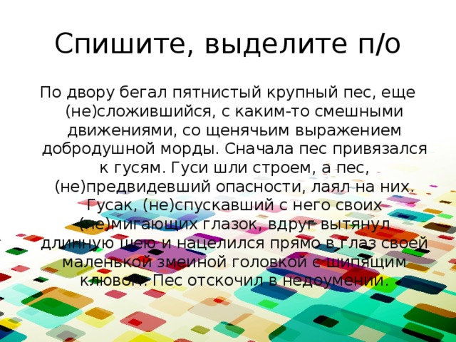 Выделите п. По двору бегал пятнистый крупный пес ещё не сложившийся. По двору бегал пятнистый крупный. Текст по двору бегал пятнистый крупный пес части речи. По двору бегал пятнистый гдз.