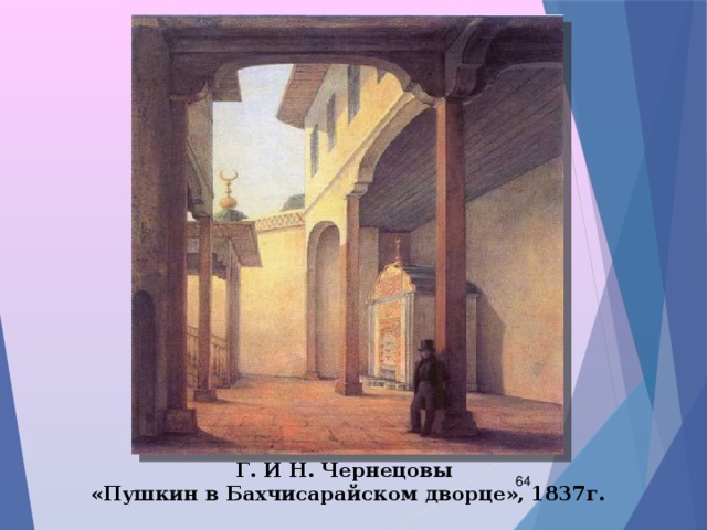 Г. И Н. Чернецовы  «Пушкин в Бахчисарайском дворце», 1837г.  