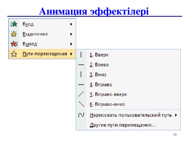 Анимация эффектілері  