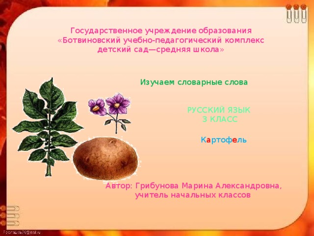 Схема слова картофель