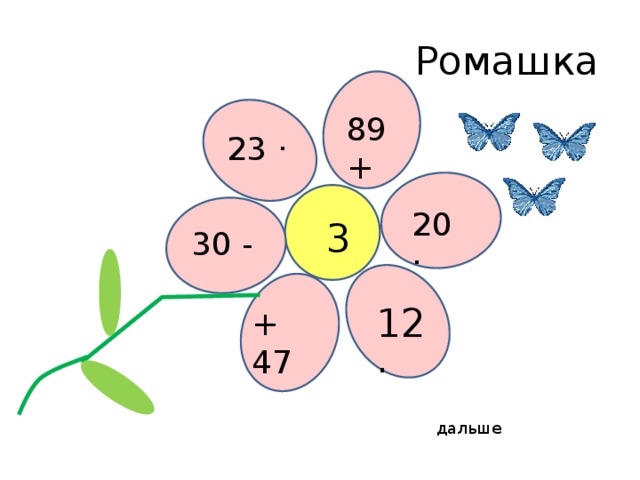  Ромашка 89+ 23 · 20 · 3 30 - 12· + 47 дальше  