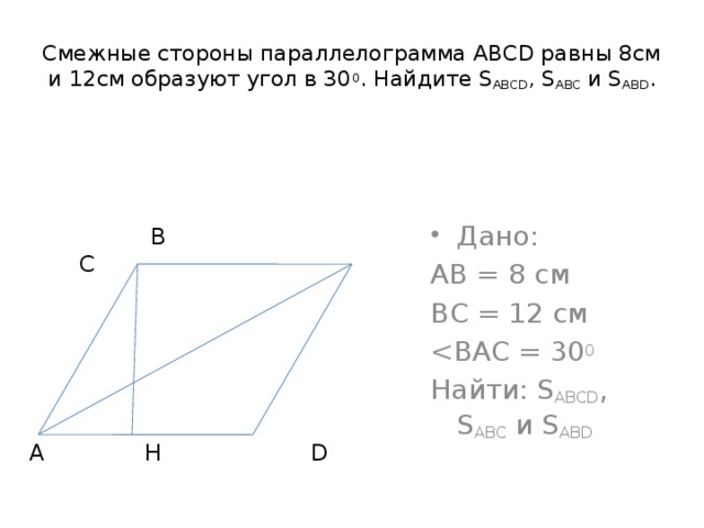 На рисунке смежные стороны параллелограмма abcd