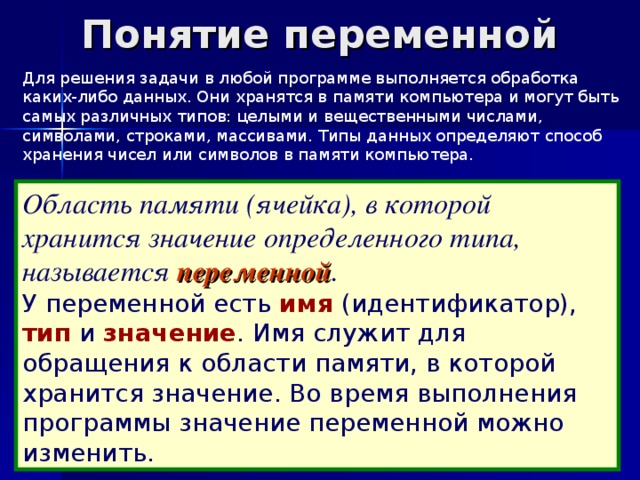 Понятие переменной. Переменные в памяти. Ячейки памяти переменные. Как хранятся переменные в памяти си.