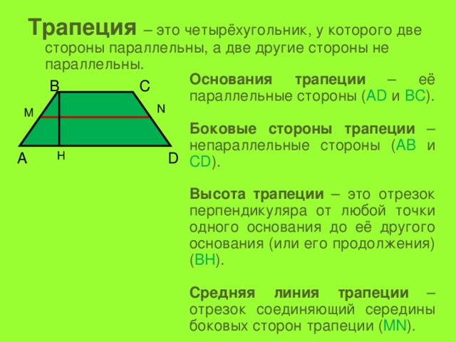 Стороны трапеции 5 и. Основания трапеции. Трапеция две стороны параллельны. Параллельные стороны трапеции. Основания и боковые стороны трапеции.