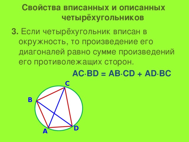 Диагонали вписанного четырехугольника