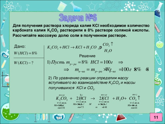 Количество вещества калия