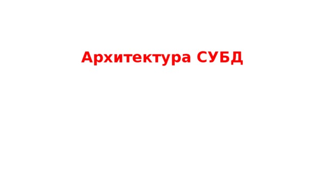 Архитектура СУБД 