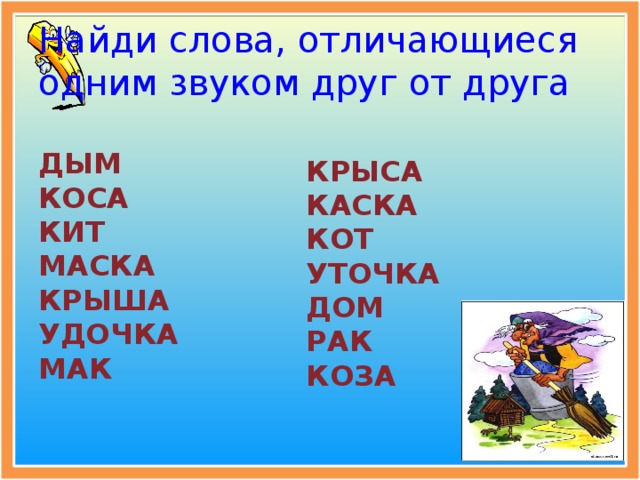 Сравните пары слов. Пары слов различающиеся одним звуком. Слова которые различаются одним звуком. Слова отличающиеся одной буквой. Пары слов которые отличаются одним звуком.