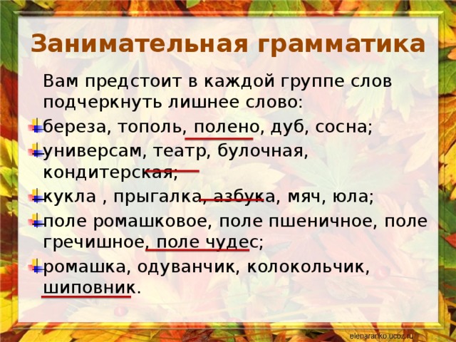 Занимательная грамматика 3 класс презентация внеурочная деятельность