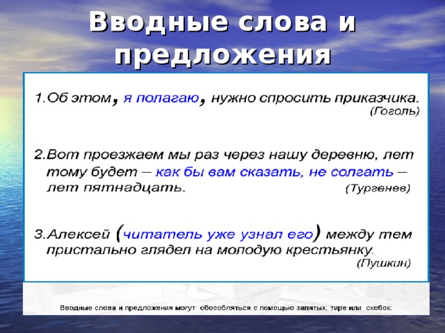 Вводные слова и предложения 