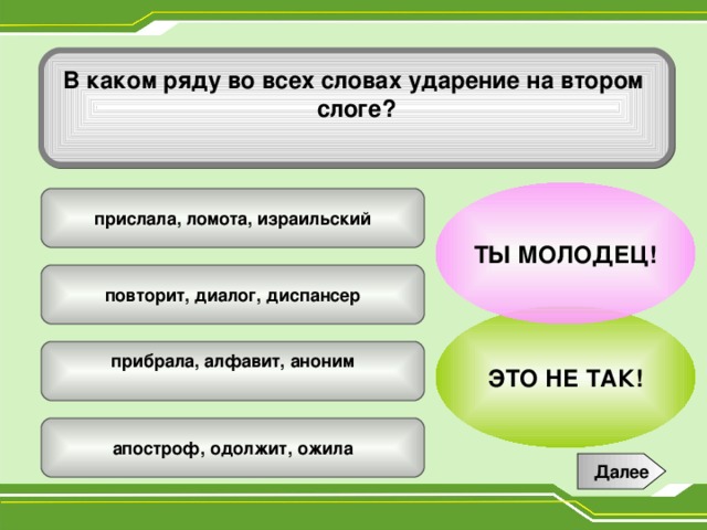 В каком слове ударный слог второй торты шарфы клала брала