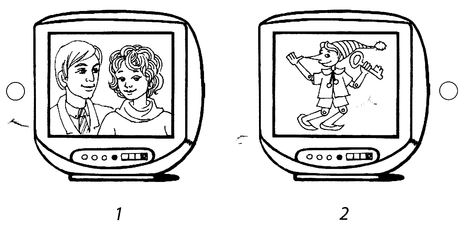 Раскраска телевизор с мультиком