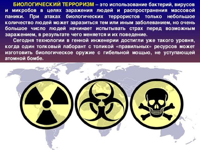 Биотерроризм в современном мире презентация