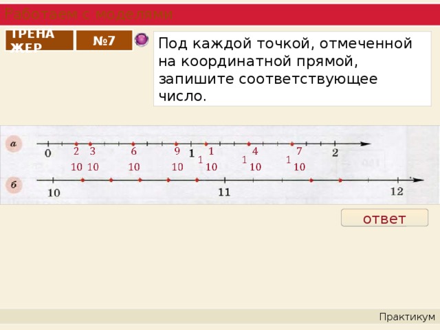 Отметьте на координатной прямой числа 7