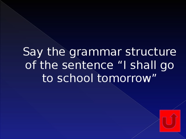 Say the grammar structure of the sentence “I shall go to school tomorrow”    