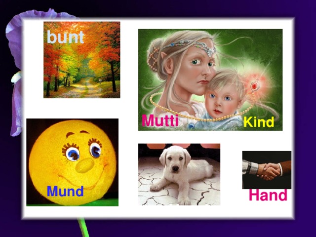 bunt Mutti Kind Mund Hand Hund 
