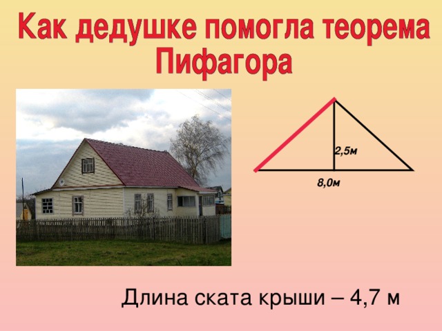 Куда сместится изображение угла крыши дома по отношению к точке надира