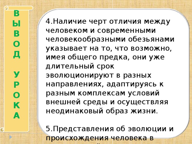 Формирование представлений об эволюции человека место человека в зоологической системе презентация