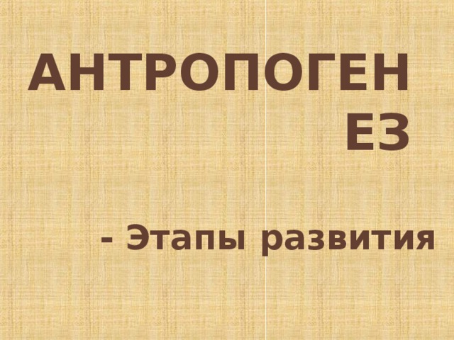 АНТРОПОГЕНЕЗ - Этапы развития 
